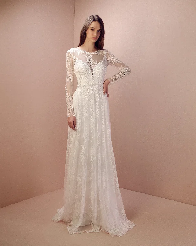 Lace Long-Sleeves Gown Long Sleeve Lace Dress