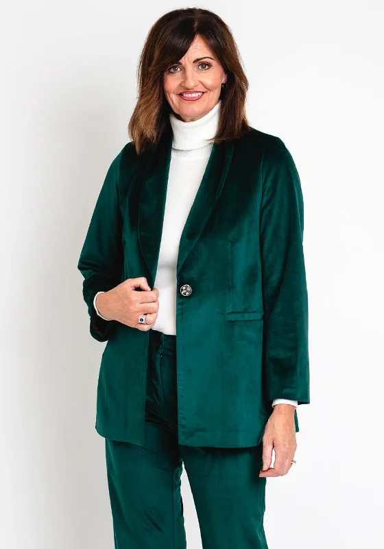 Camelot Velour Shawl Lapel Blazer, Forest Green Women's fall jackets