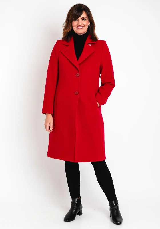 Christina Felix Notch Collar Wool Cashmere Blend Long Coat, Red Women's must-have jackets