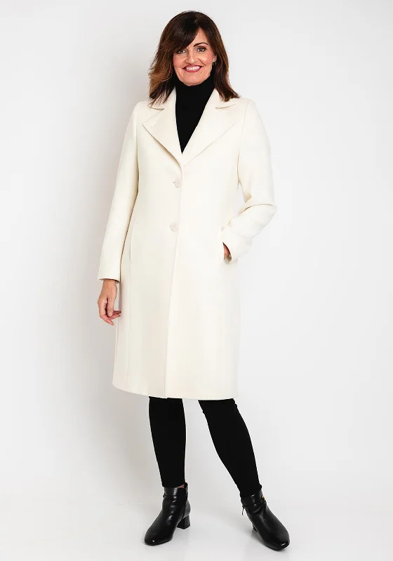 Christina Felix Notch Collar Wool Cashmere Blend Long Coat, Winter White Women's best-selling jackets