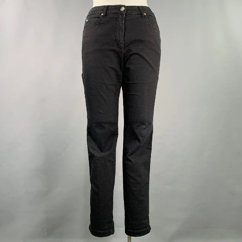 ESCADA Size 12 Black Cotton Blend 5 Pocket Jeans