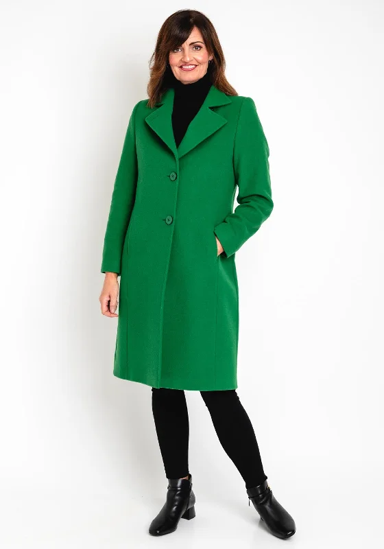 Christina Felix Notch Collar Wool Cashmere Blend Long Coat, Green Women's affordable jackets