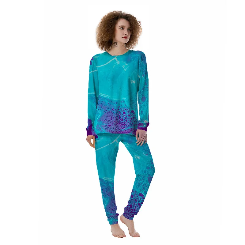 Melt Acid Turquoise Print Women's Pajamas Cotton pajama sets