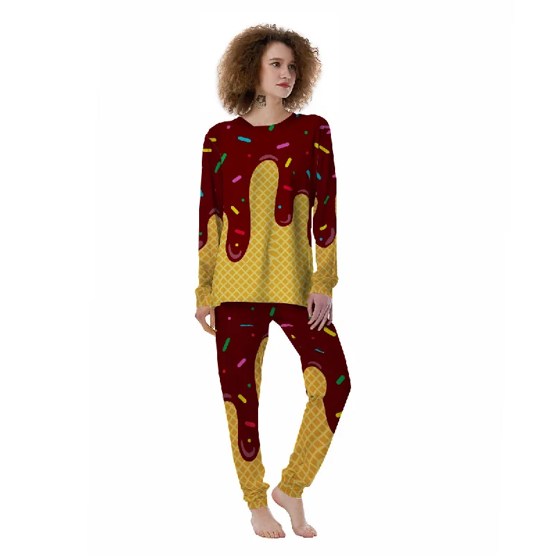 Melted Ice Cream Print Pattern Women's Pajamas Petite pajama sets