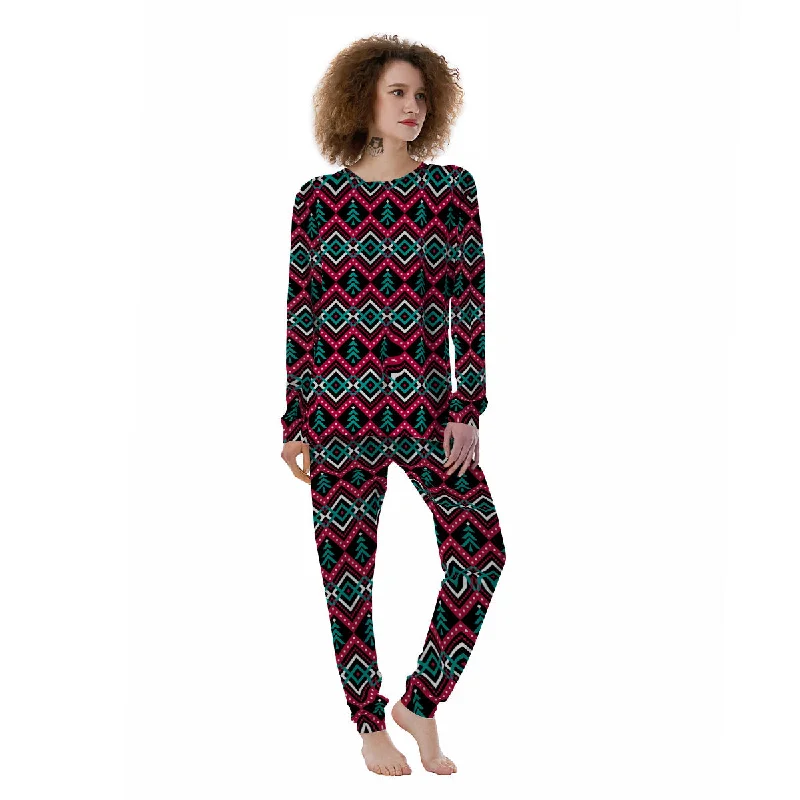 Merry Christmas Zigzag Print Pattern Women's Pajamas Personalized pajama sets