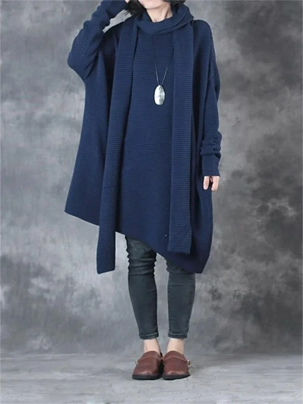 Casual Women'S Loose Scarf Sweater Dress Stretchable sweaters