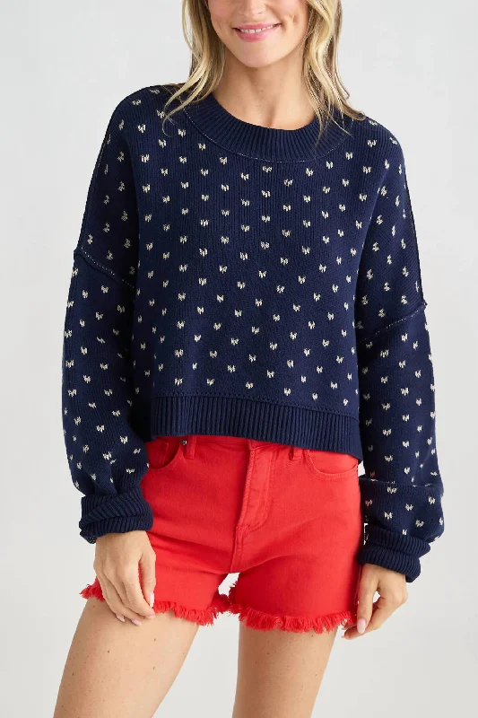 Pattern Easy Street Crop Sweater In Navy Water-resistant sweaters