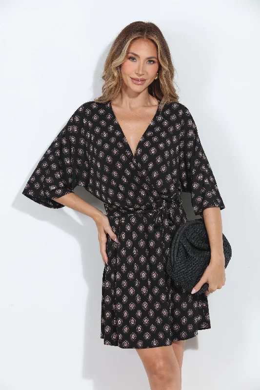 Thalia Stretch Kimono Sleeve Dress-BEST SELLER Denim mini dresses