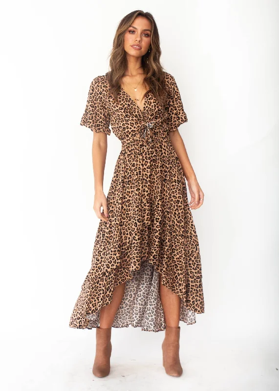 Feel Like This Hi-Lo Maxi Dress - Leopard Budget-friendly maxi dresses