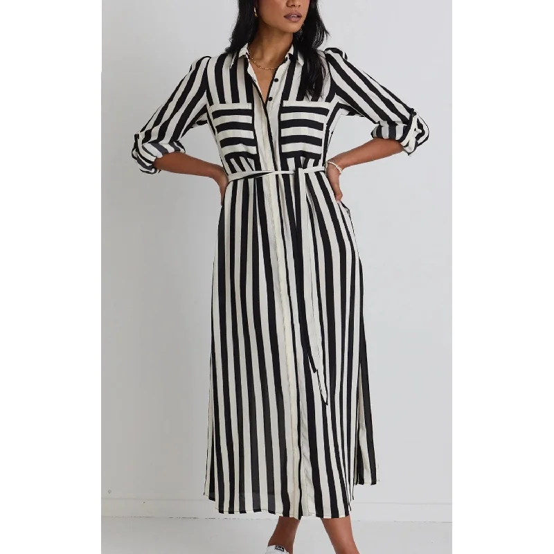 Dress Cyprus Midi - Black & White Stripe Forever 21 midi dresses