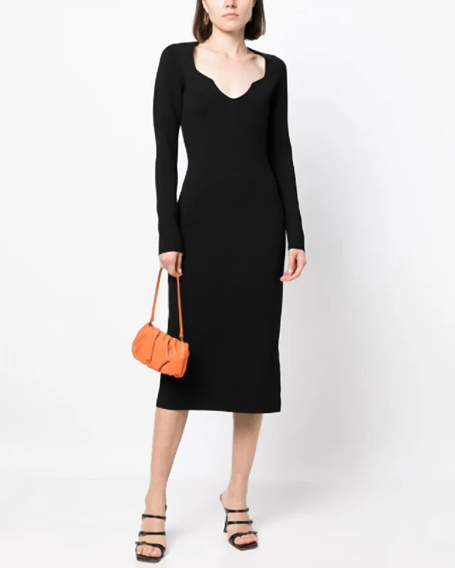 Imka Cashmere Midi Dress In Black | Black New Year's Eve midi dresses