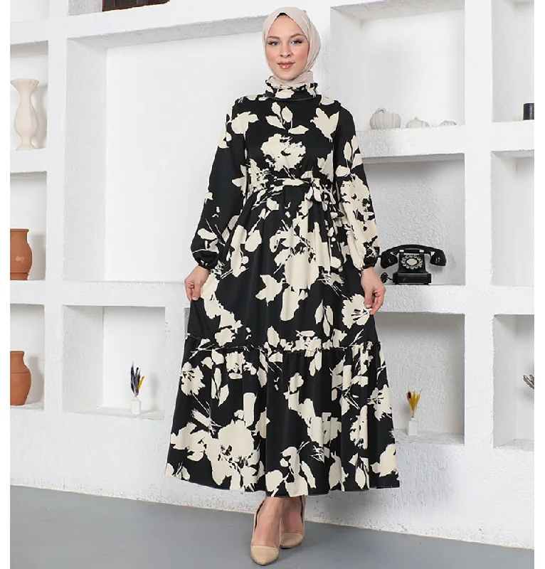 Modest Women's Dress Floral 9328 - Black ASOS floral dresses