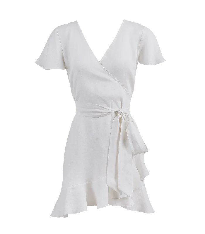 Amalia Linen Mini Wrap Dress High-Waisted Mini Skirt